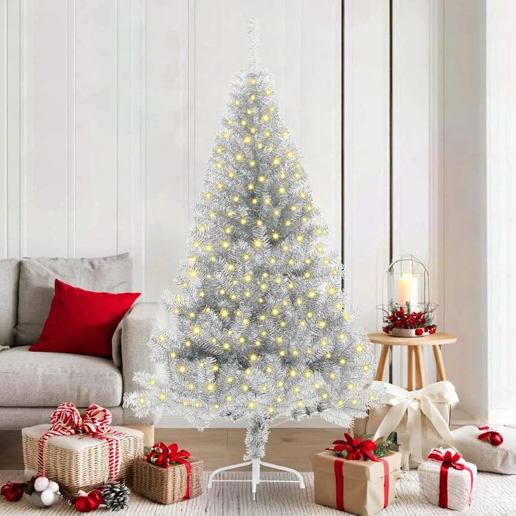 vidaXL Árvore de Natal Artificial Prateado 180 cm Aço
