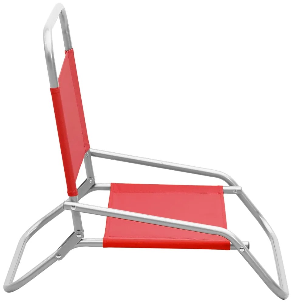Cadeiras de praia dobráveis 2 pcs tecido vermelho