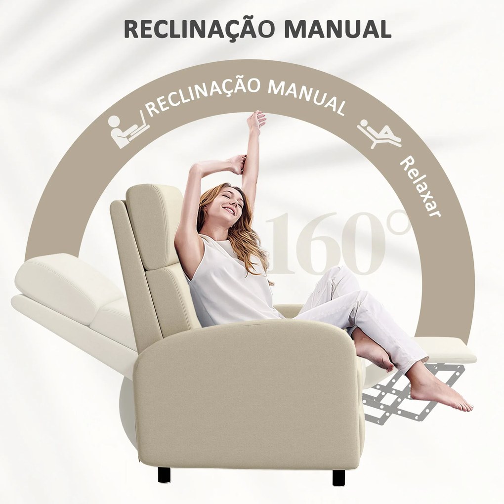 HOMCOM Poltrona Relax Reclinável até 160° Poltrona Reclinável Manual c