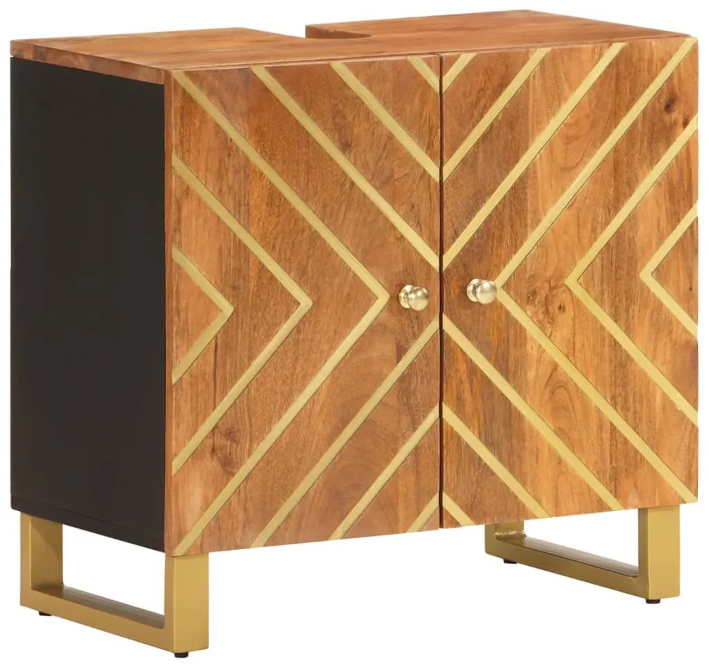 5 pcs conjunto de móveis p/ WC mangueira maciça castanho/preto