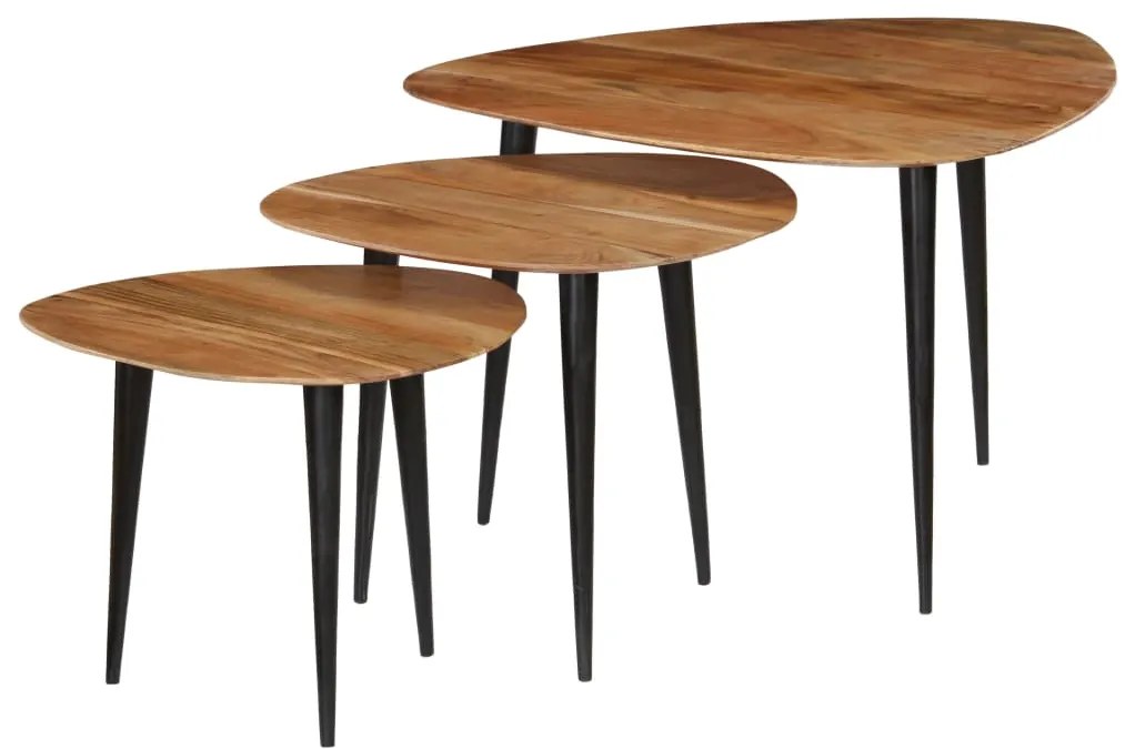 Conjunto de mesas de centro 3 pcs madeira de acácia maciça
