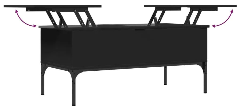 Mesa de centro 100x50x45 cm derivados de madeira/metal preto