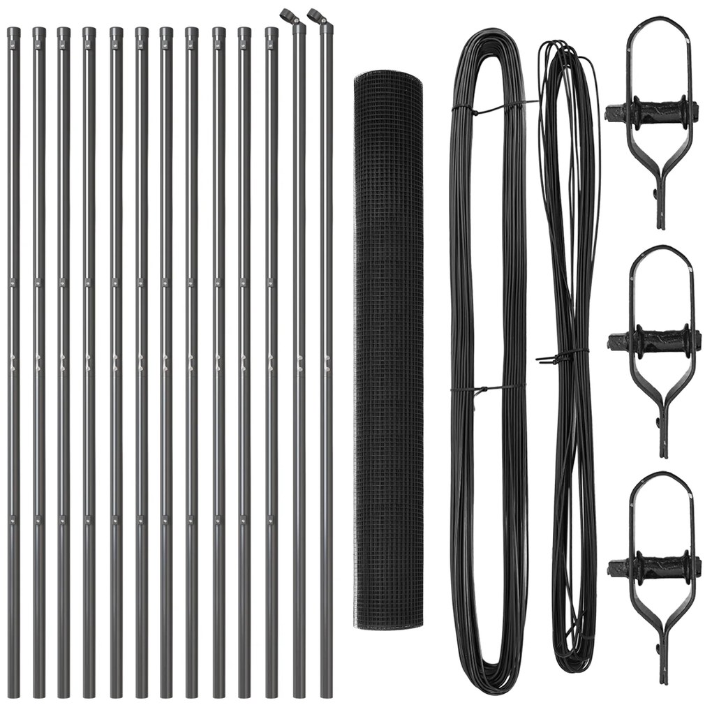 Conjunto de Postes de Cerca Revestido em PVC Conjunto de 2 Cinza