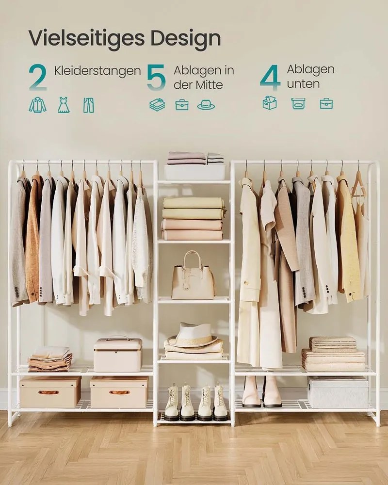 Guarda Roupa de metal 29 x 183 x 158,4 cm com prateleiras branco