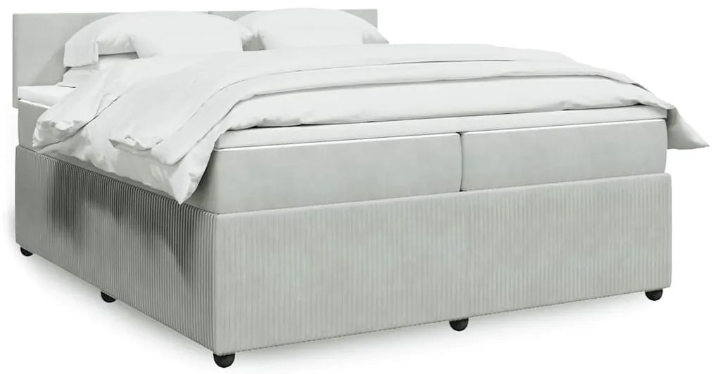 vidaXL Cama com molas/colchão 200x200 cm veludo cinzento-claro