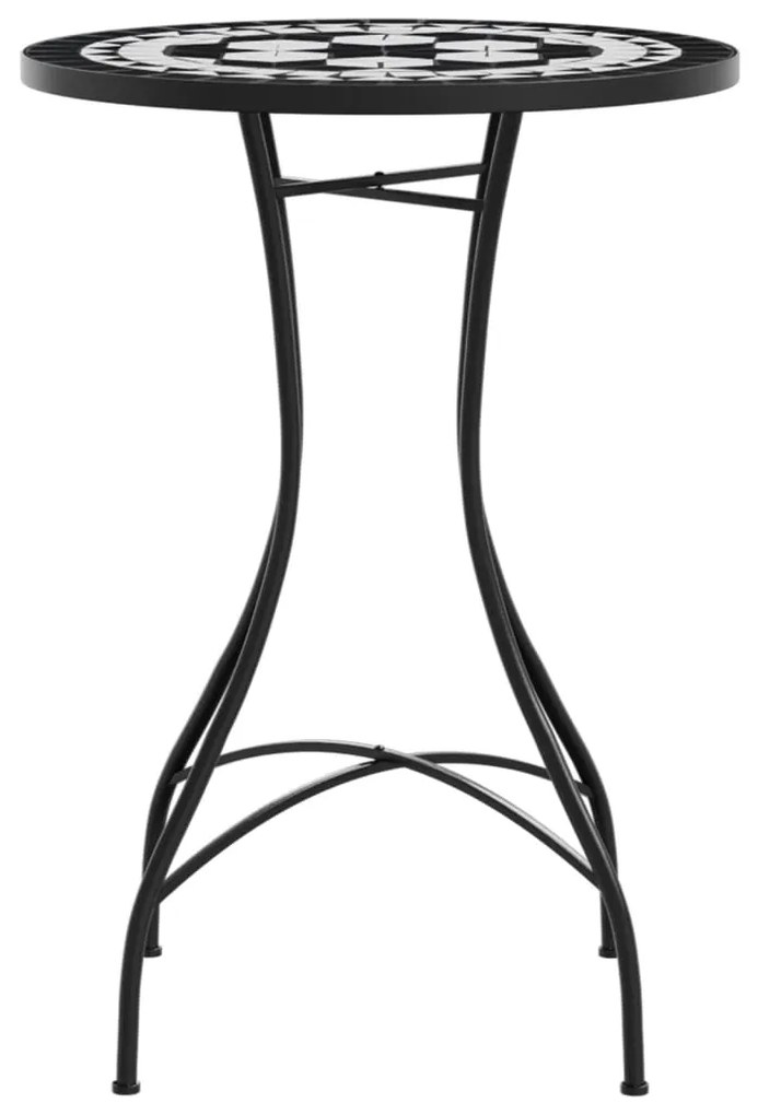 Mesa de bistrô em mosaico Ø50x70 cm cerâmica preto e branco