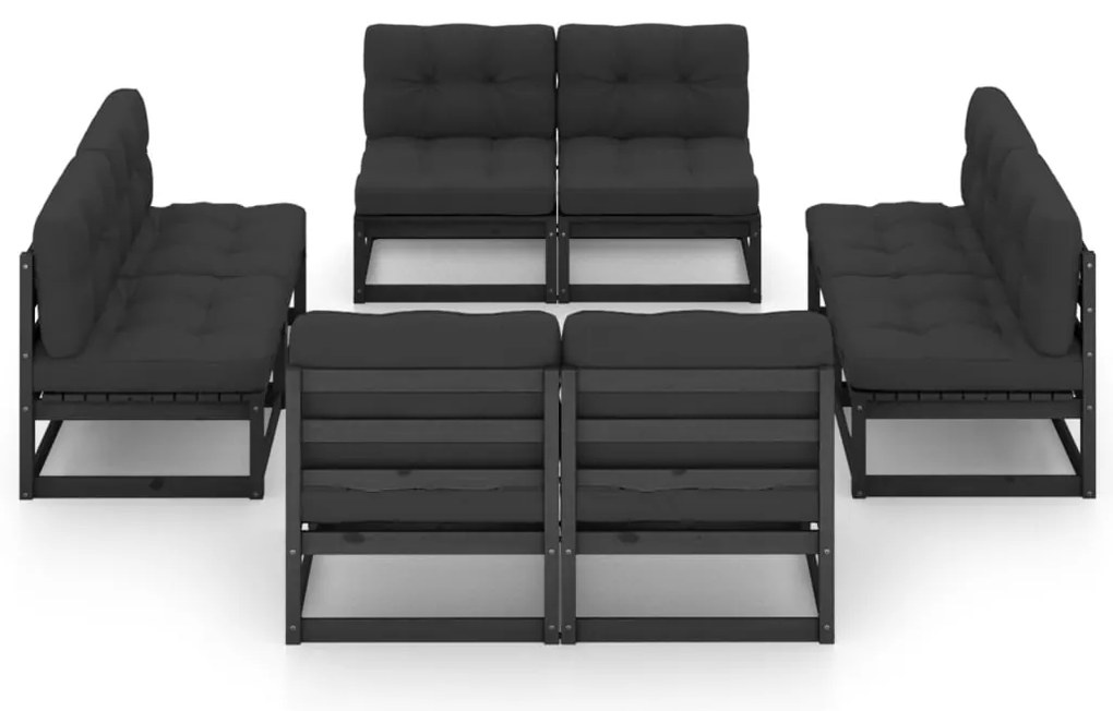 8 pcs conjunto lounge de jardim c/ almofadões pinho maciço