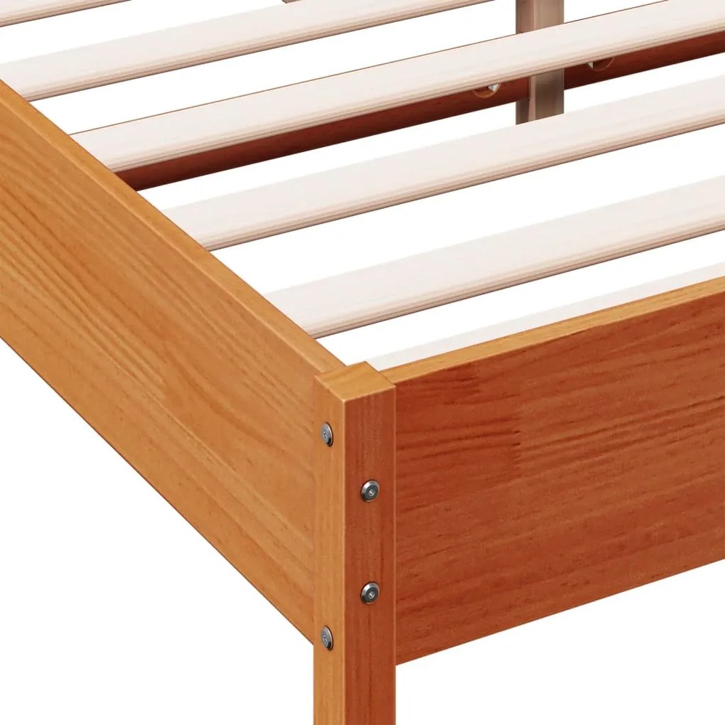 Cama sem colchão 160x200 cm madeira pinho maciço castanho-mel