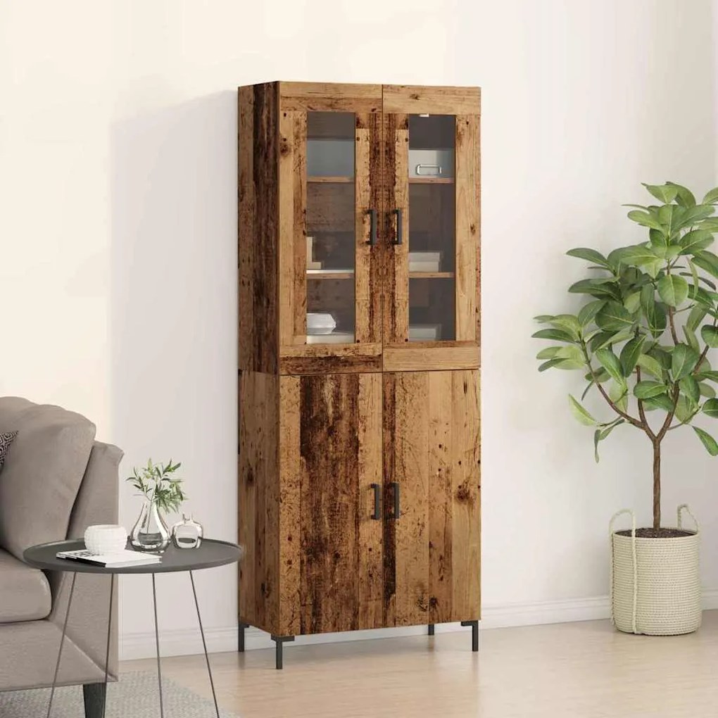 vidaXL Buffê Montado na parede 2 pcs Madeira antiga 69.5 x 34 x 180 cm