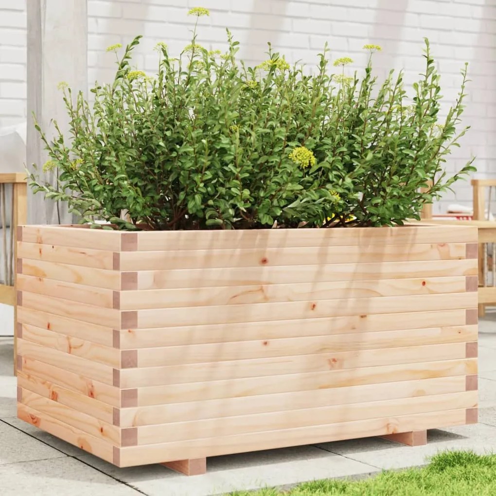 vidaXL Vaso/floreira de jardim 90x60x49,5 cm madeira de pinho maciça