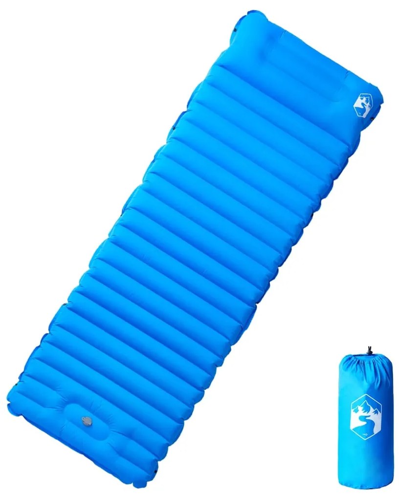 vidaXL Colchão de campismo autoinsuflável c/ almofada 1 pessoa azul