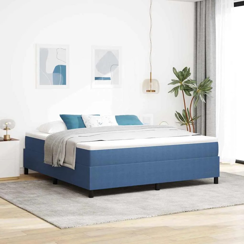 vidaXL Estrado de cama plataforma Azul 180 x 200 cm tecido