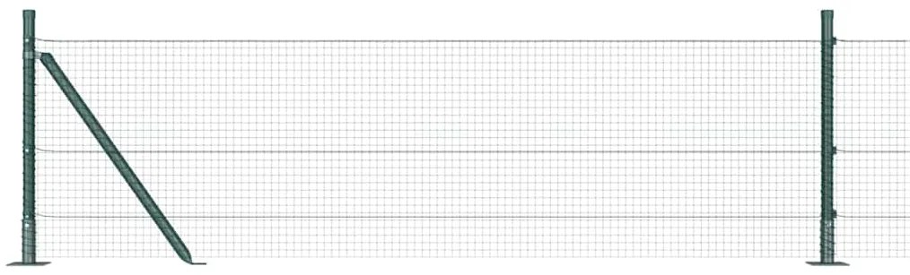 Conjunto de Posts de Cerca Verde 2 Postes Verde Aço 25 x 0.5 m