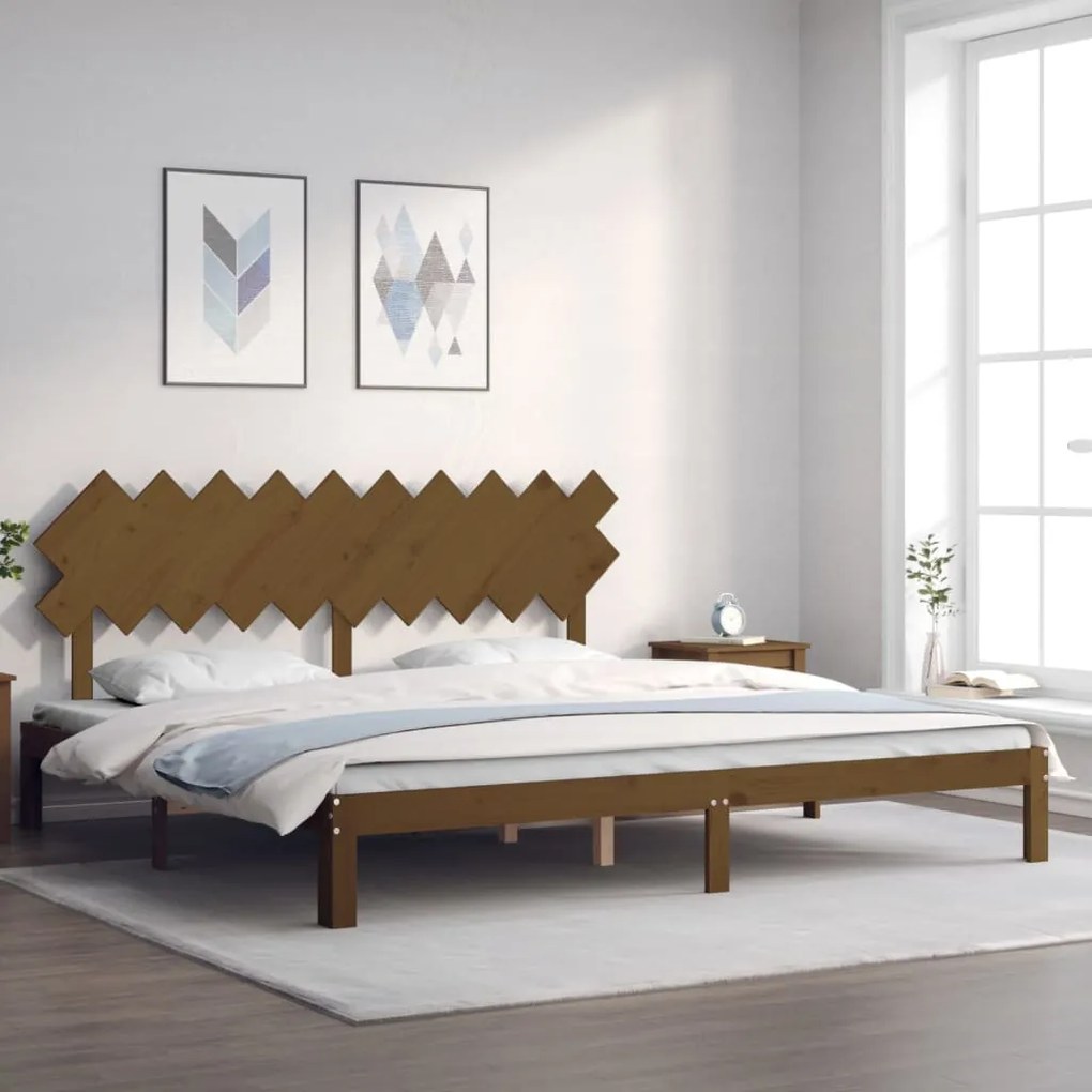 vidaXL Estrutura cama c/ cabeceira 200x200cm maciço castanho-mel