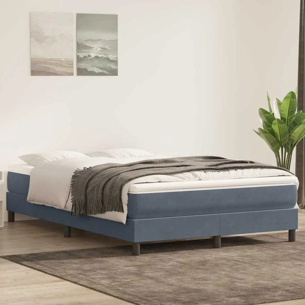 vidaXL Cama com molas/colchão 140x220 cm veludo cinzento-escuro