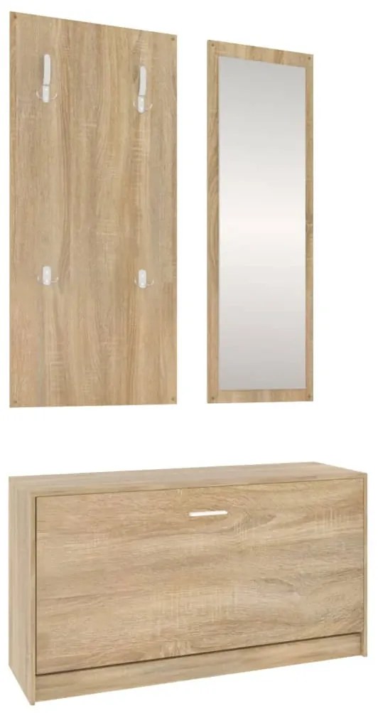 Conjunto de sapateira 3 em 1 derivados madeira carvalho sonoma