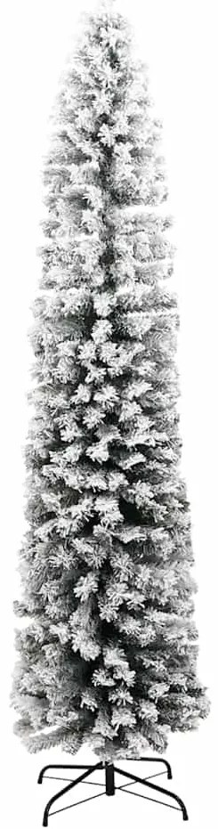 Árvore de Natal artificial fina com neve 210 cm PVC verde