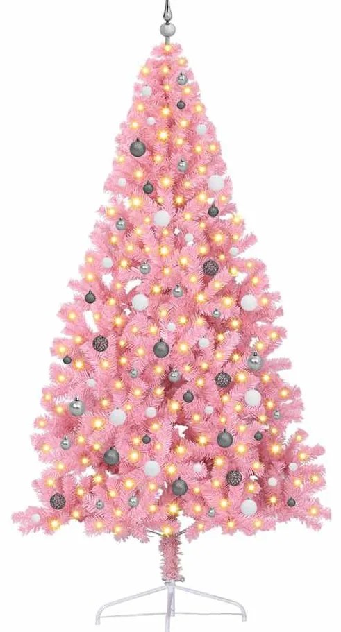 Árvore de Natal com luzes decorativas de corda Rosa 240 cm PVC