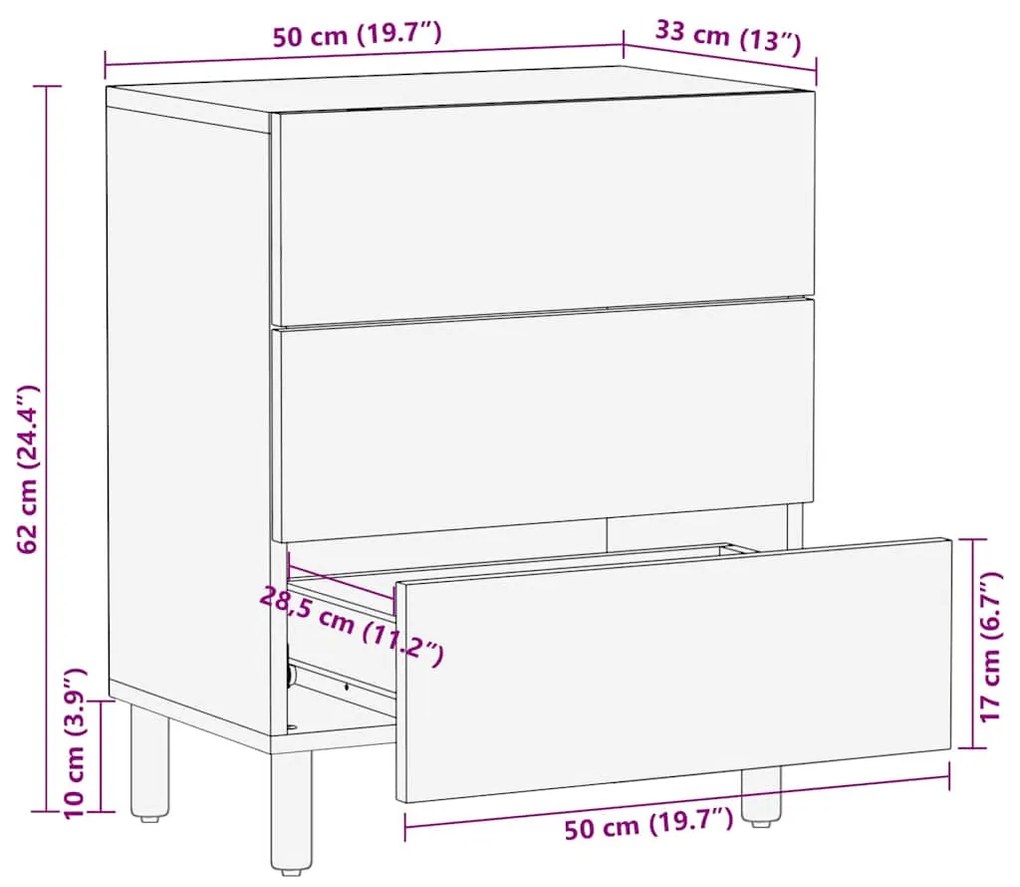 Cabeceira de Cama vidaXL 50x33x62 cm em Madeira de Acácia