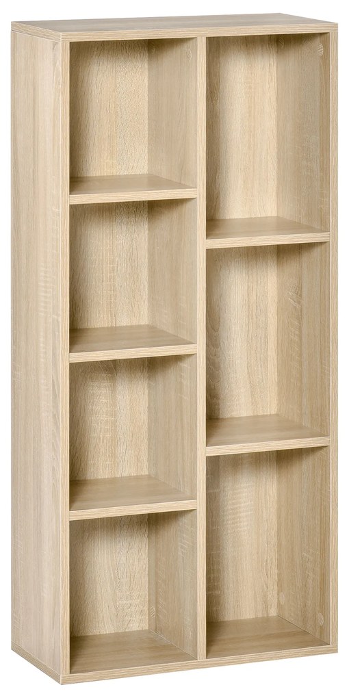 HOMCOM Estante Livros Madeira 7 Compartimentos Armazenamento 50x24x106 cm Carvalho | Aosom Portugal