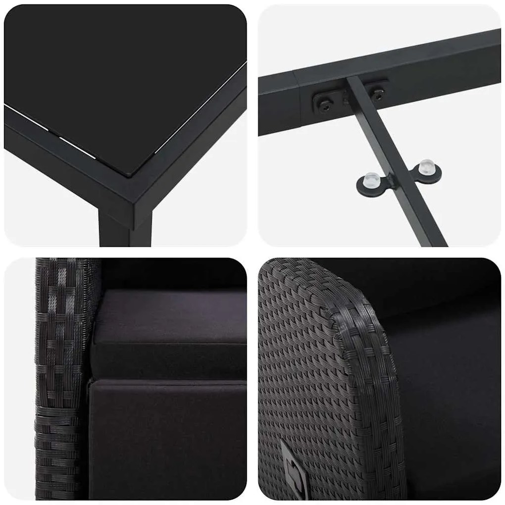 Cadeiras de Jardim Reclináveis 5 pcs Preto 140 x 70 x 73 cm