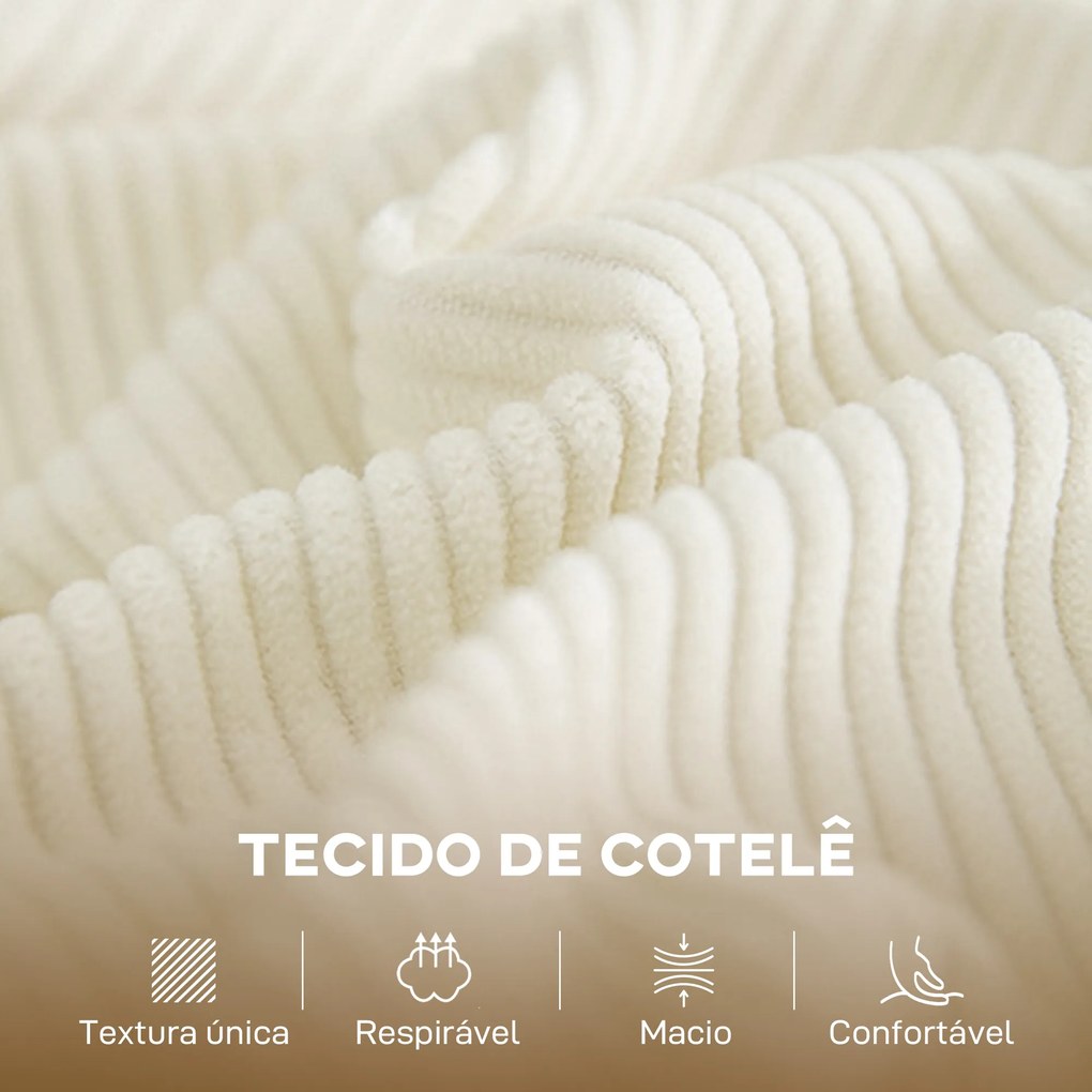 Sofá de 2 Lugares em Veludo 134 cm com Pés de Madeira Encosto Espesso Sofá Moderno para Sala Quarto Creme