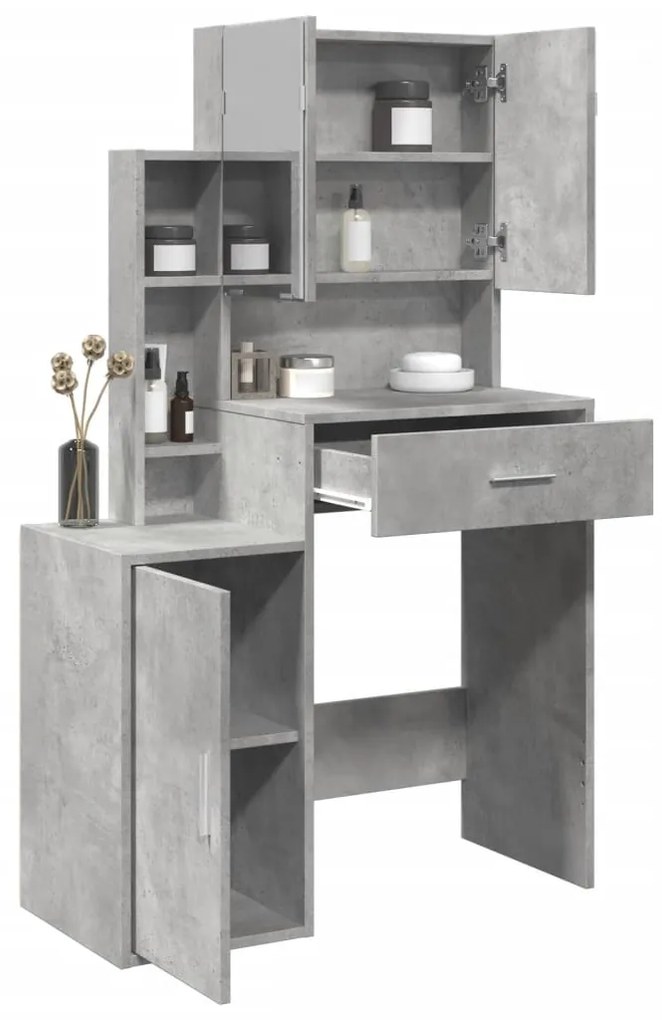 Toucador com armário 80x35x132 cm cor cinzento cimento