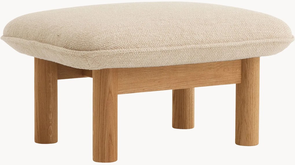 Banco em madeira de carvalho com estofos em bouclé Brasilia