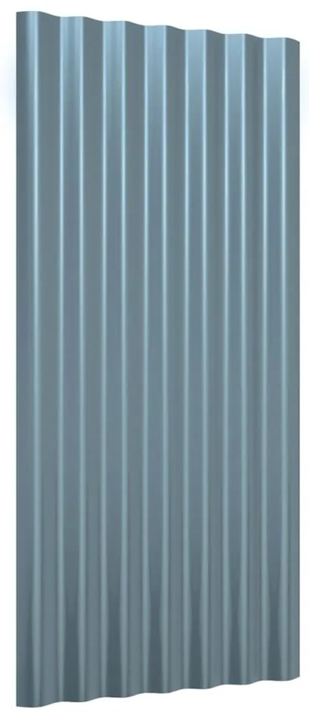 Painéis de telhado 12 pcs 80x36 cm aço revestido a pó cinzento