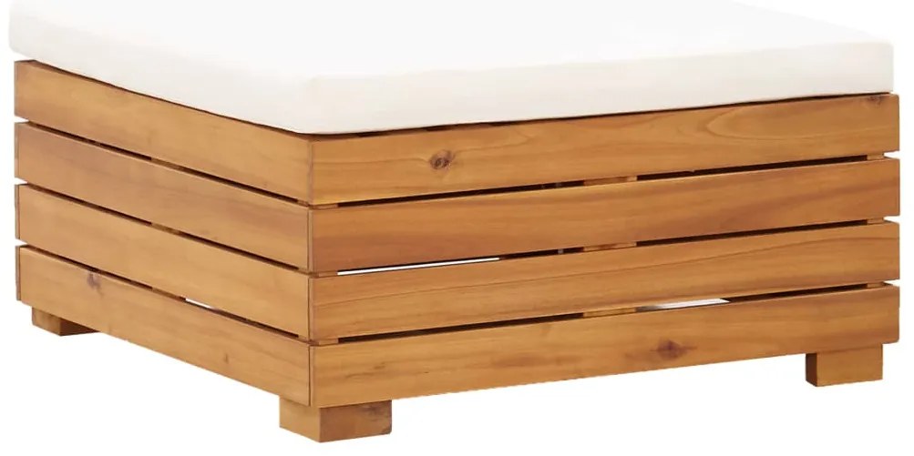 8 pcs conjunto lounge jardim c/ almofadões acácia branco nata