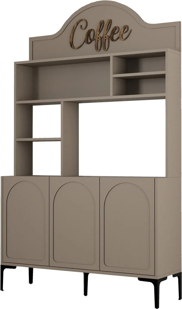 Armário de Cozinha/Sala "Caffè" - Atlas e Preto - 120x202x35cm - Desig