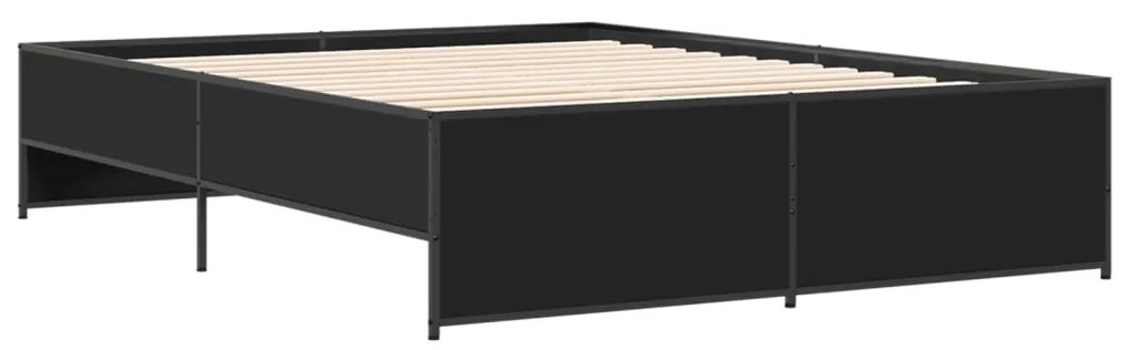 Estrutura de cama 140x200 cm derivados de madeira/metal preto