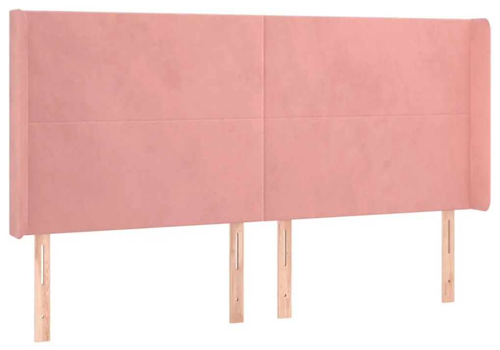 Cabeceira de cama c/ luzes LED veludo 163x16x118/128 cm rosa