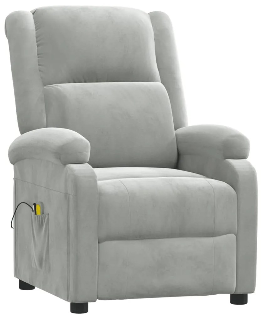 Poltrona de massagens elétrica veludo cinzento-claro