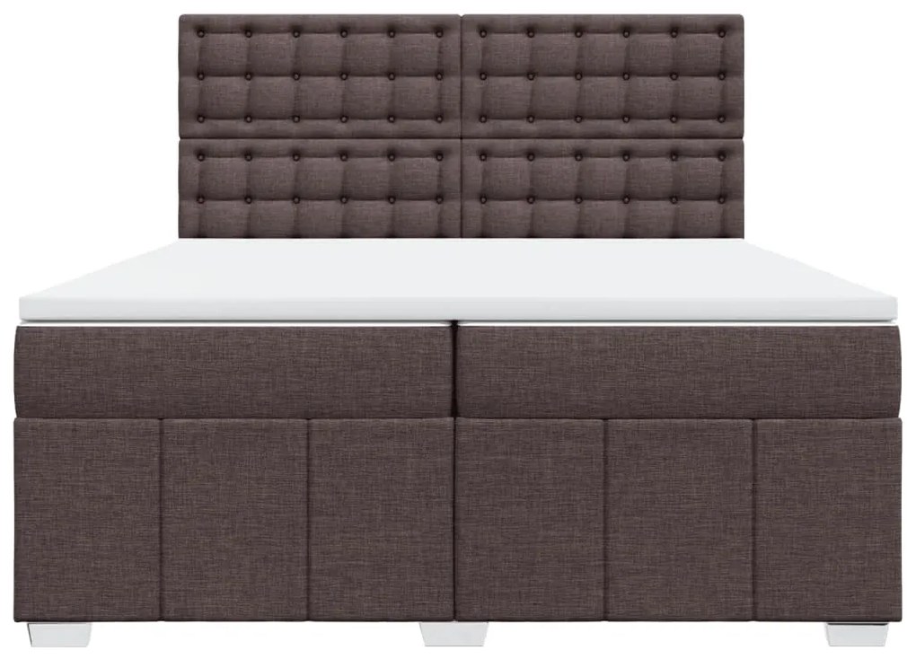 Cama com molas/colchão 200x200 cm tecido castanho-escuro