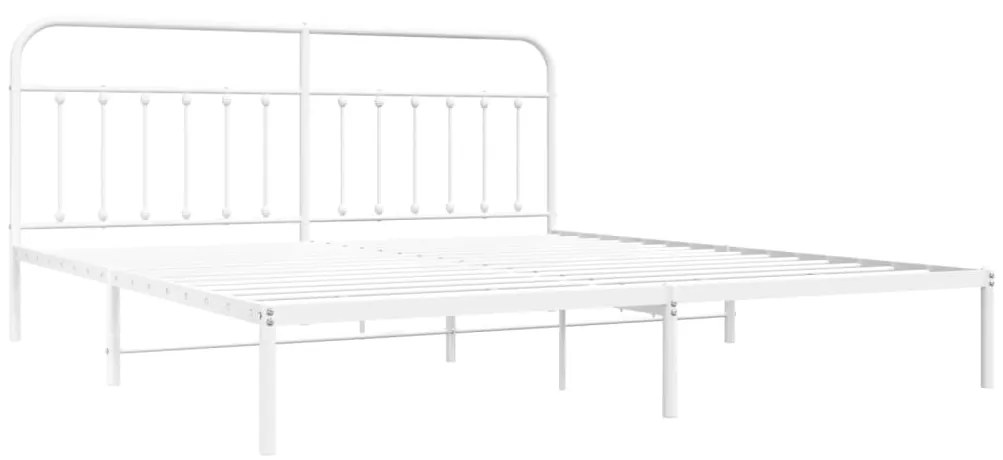 Estrutura de cama com cabeceira 200x200 cm metal branco