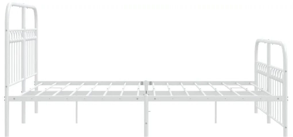 Estrutura de cama com cabeceira e pés 140x190 cm metal branco