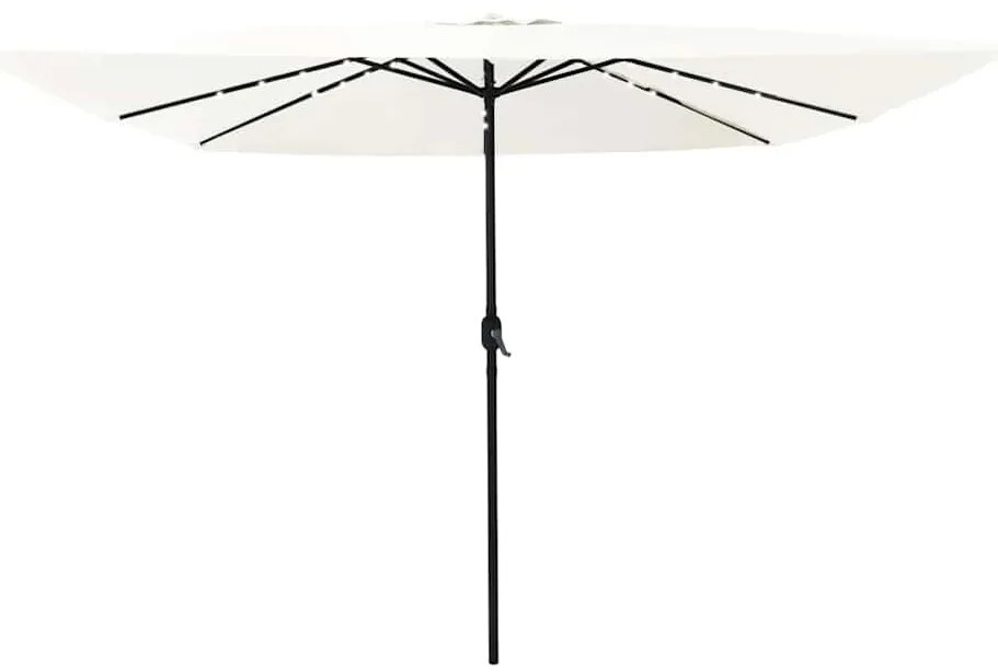 Parasol de Jardim Quadrado com Luzes LED 295x245 cm Areia Branca