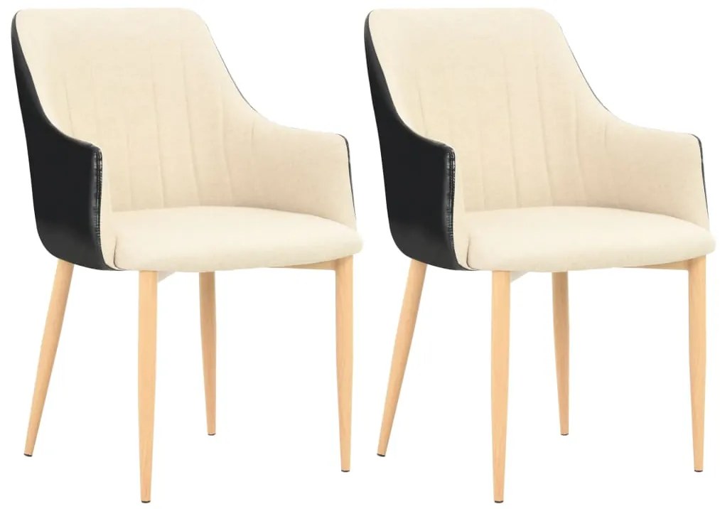 vidaXL Cadeiras de jantar 2 pcs tecido preto e creme