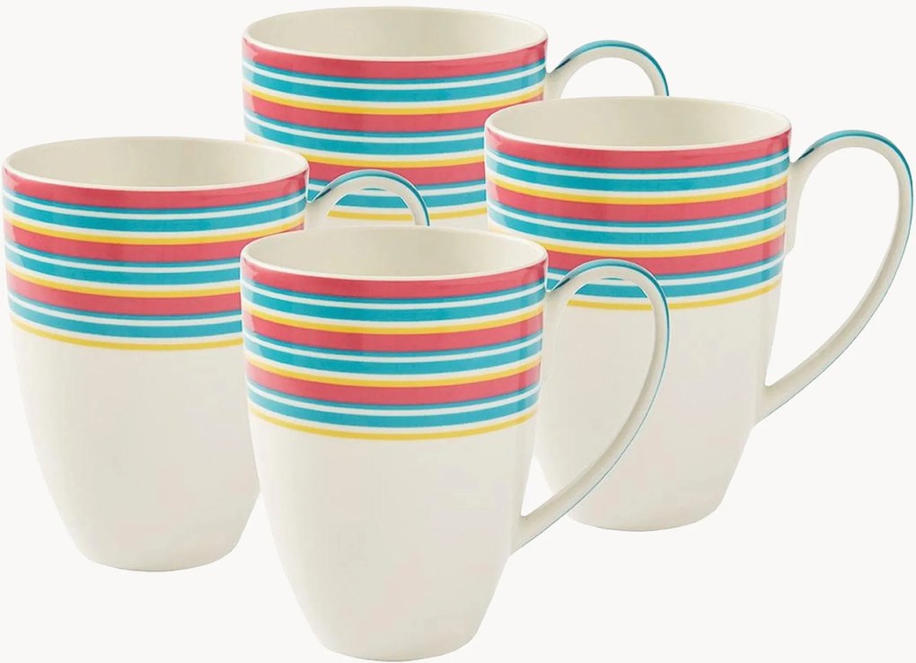 Canecas em porcelana fina Calypso Stripe, conjunto de 4