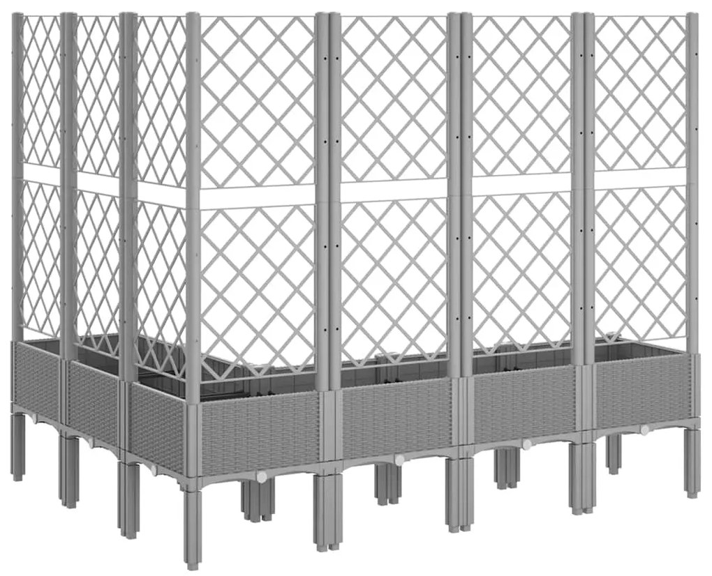 Vaso/floreira de jardim c/ treliça 160x120x142cm PP cinza-claro