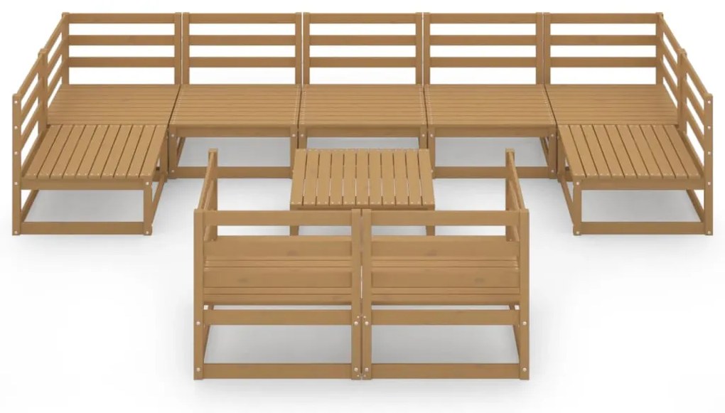 10 pcs conjunto lounge de jardim pinho maciço