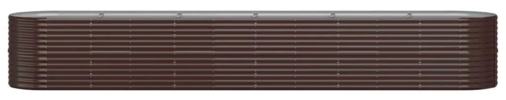 Canteiro elevado jardim 440x80x68cm aço revestido a pó castanho