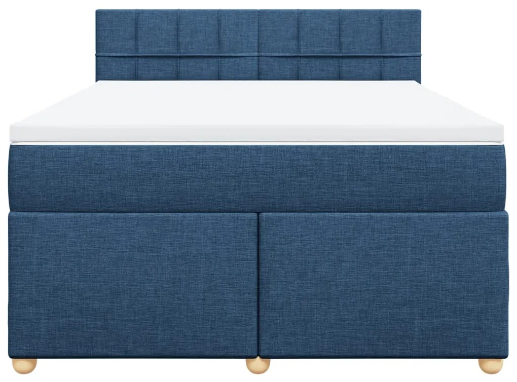 Cama com molas/colchão 140x200 cm tecido azul
