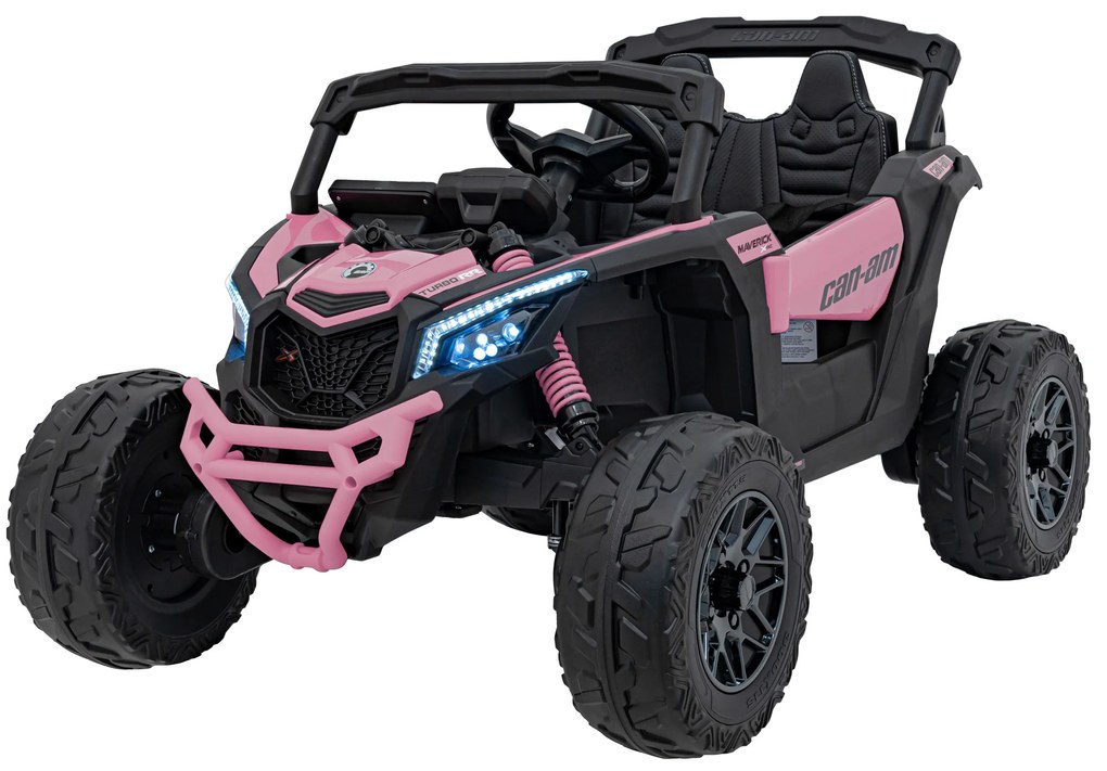 Buggy elétrico para Crianças ATV CAN-AM Maverick 24V 4×4 Rodas Espuma EVA, Assento couro ecológico Preto, Rosa