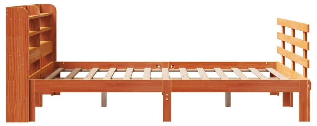 Estrutura cama c/ cabeceira 140x190cm pinho maciço castanho-mel