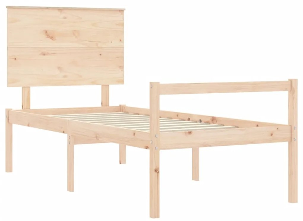 Cama para idosos com cabeceira 100x200 cm madeira maciça