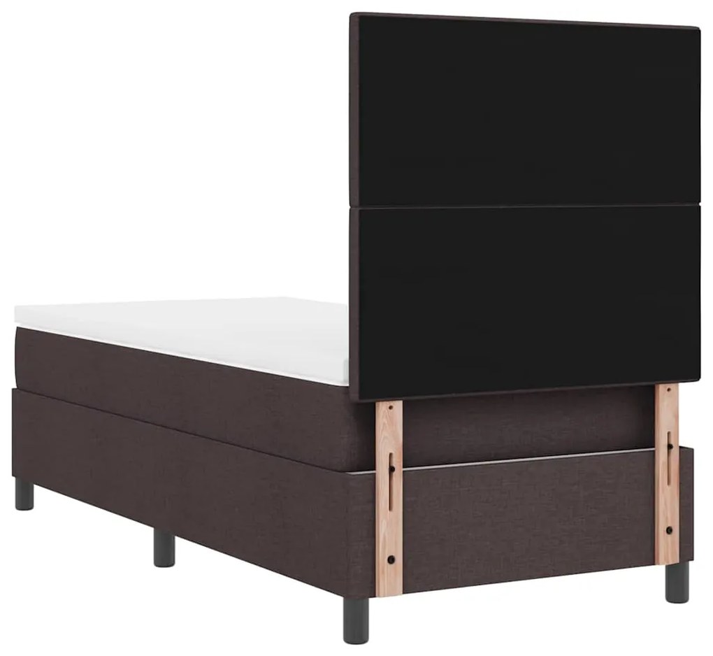 Cama Box com Colchão e LED - Tecido Castanho Escuro, 80 x 200 cm