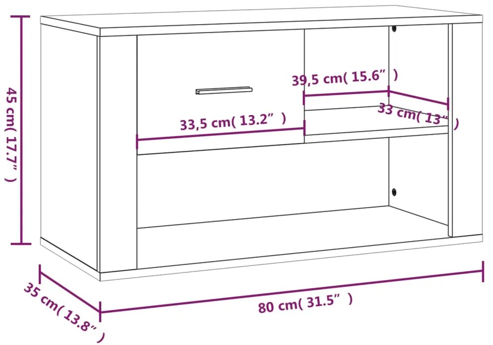 Sapateira 80x35x45 cm derivados de madeira sonoma cinza