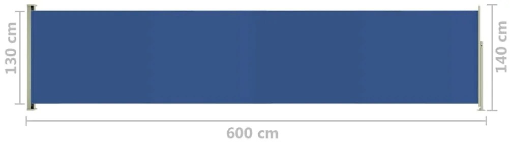 Toldo lateral retrátil para pátio 140x600 cm azul